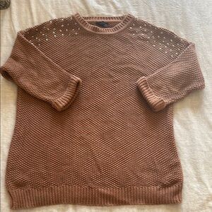 Brown Knit Sweater with studded Details
